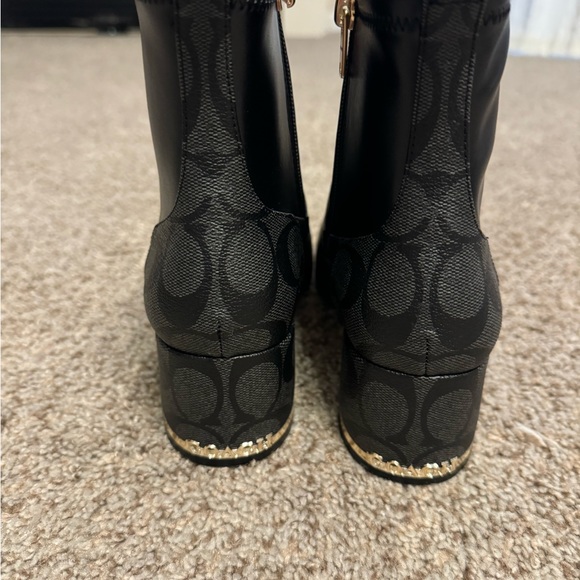 Coach Leather Nala bootie, leather and Signature coated canvas Block heel black - Picture 7 of 11